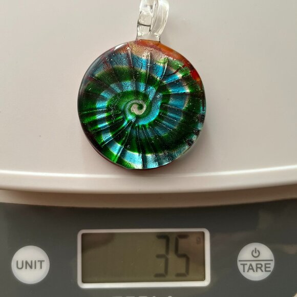 3D Conch‑Inspire Lampwork & Dichroic Glass Pendant - Picture 6 of 9
